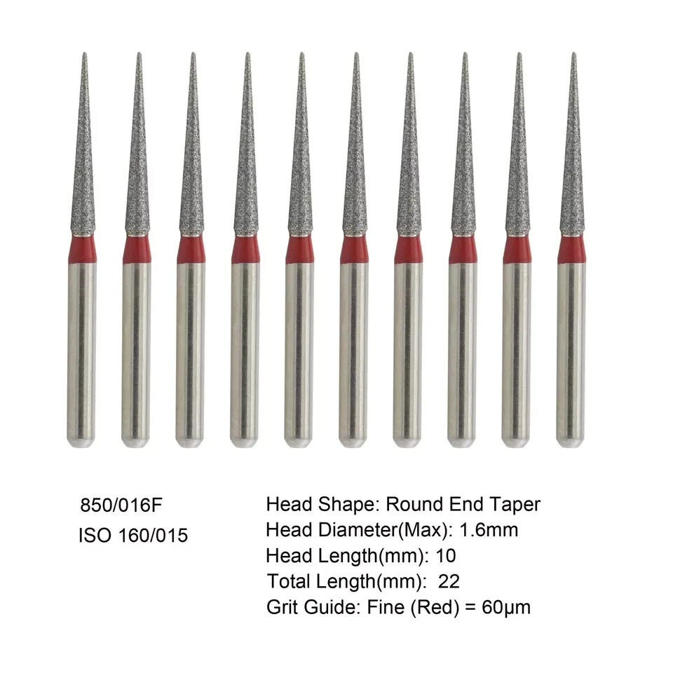 50Pcs Dental Diamond Burs FG Flat Round End Taper 847 850 855 856 for High Speed