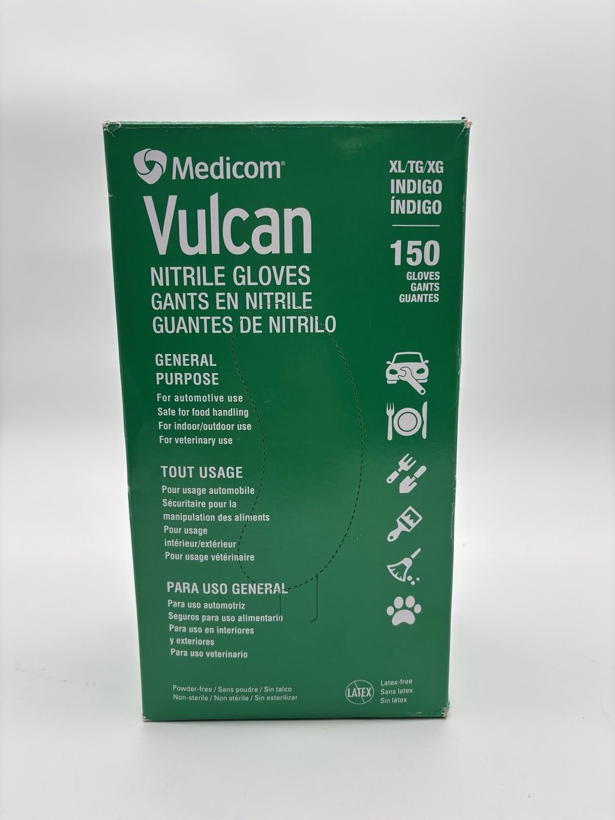 Medicom Vulcan Nitrile Disposable Gloves 150-pcs XL Durable Latex-Free Blue