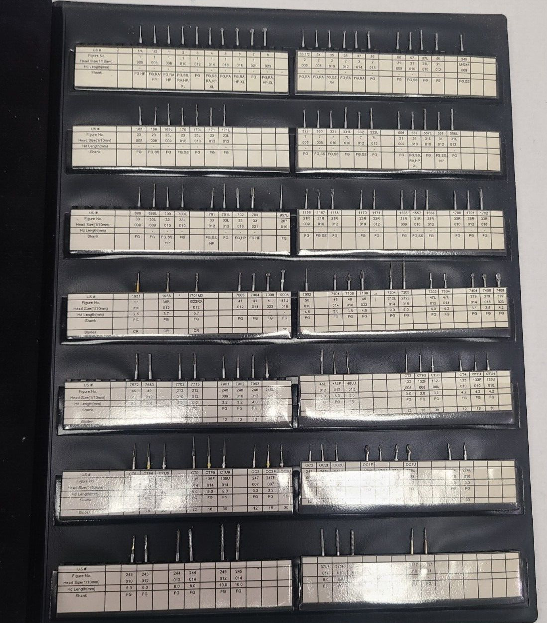 Dental Meisinger Diamond & Carbide Burs Assorted Diamond Wallet 254 total Burs