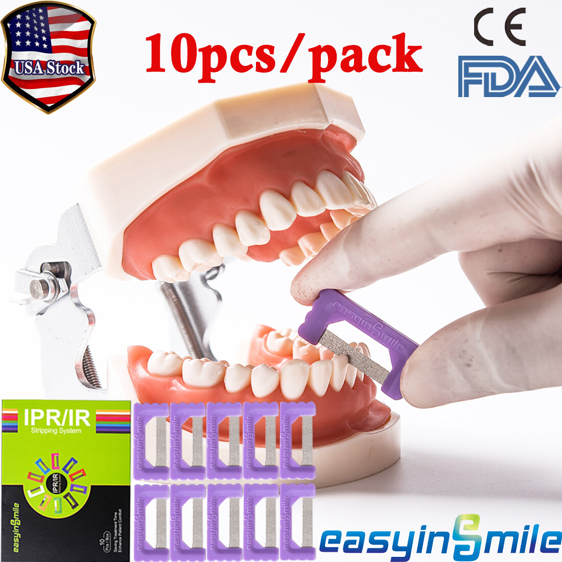 1/10pk Dental Orthodontic Polish IPR Strips Interproximal Reduction Strip 0.2mm