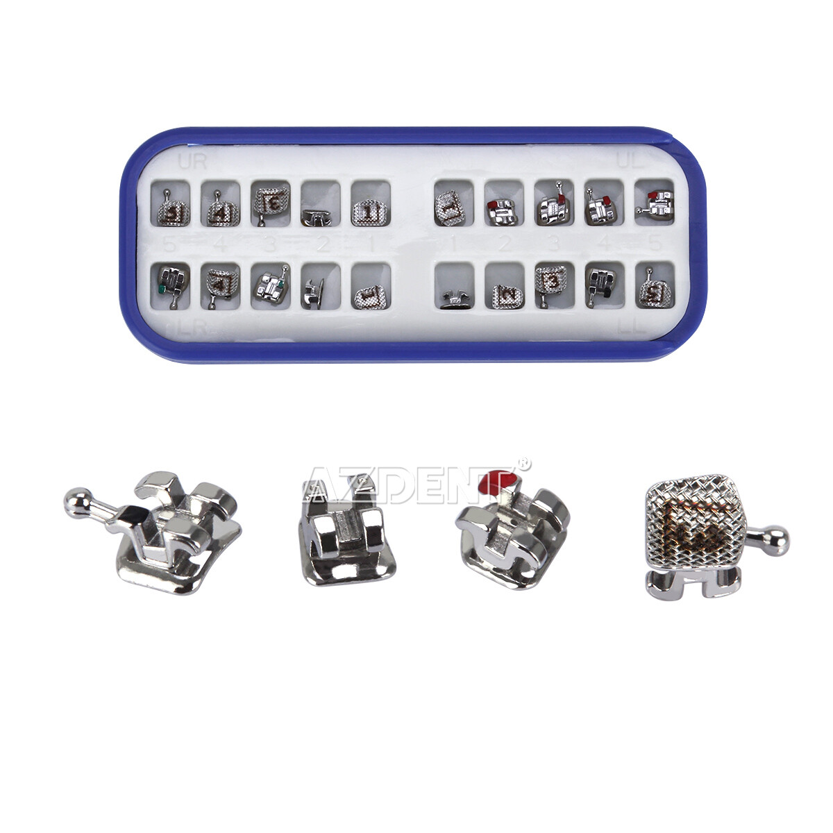 AZDENT Dental Orthodontic Brackets Braces Mini Roth.022 Hooks 345 Laser Mark