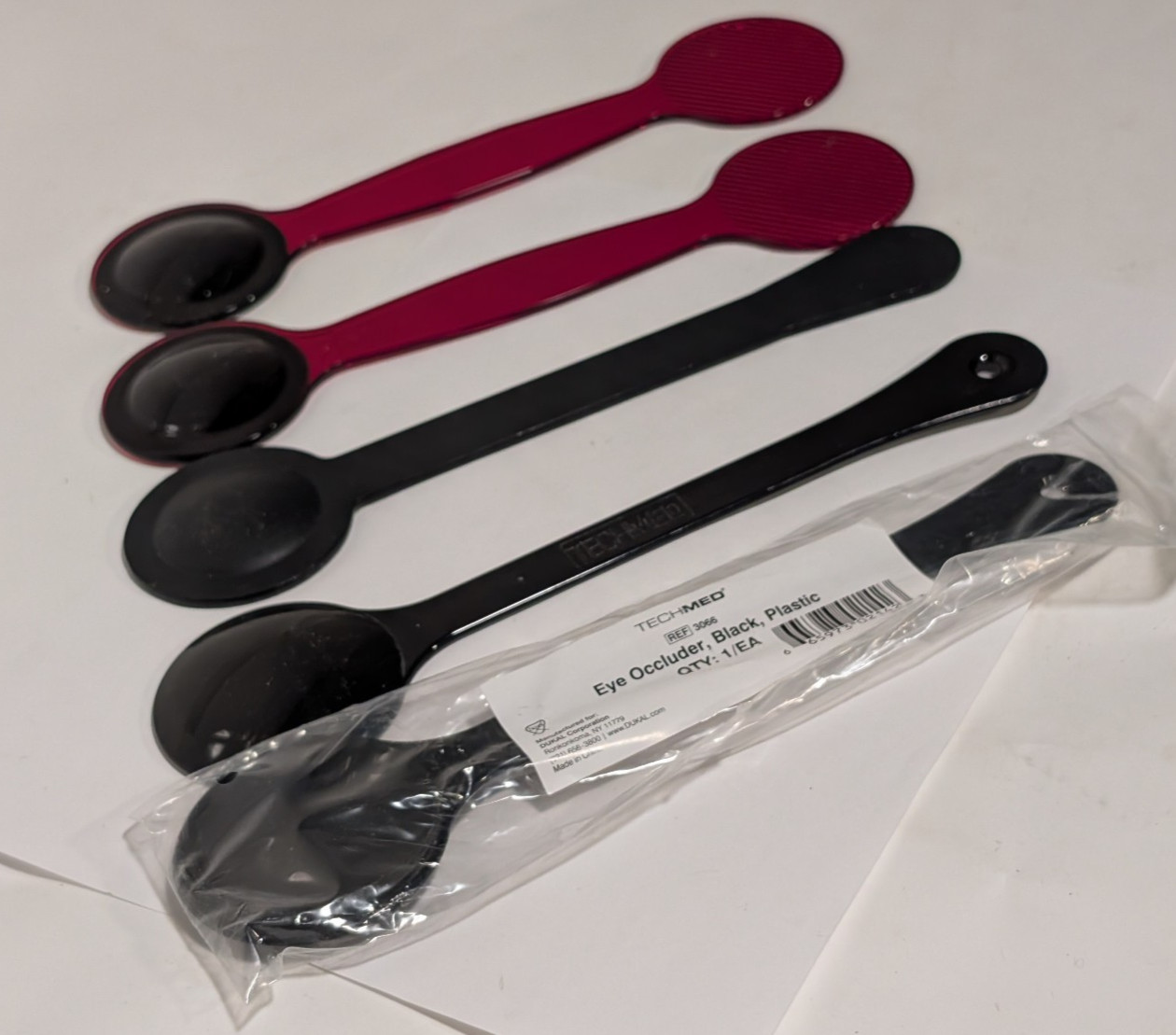 Lot of 5 assorted Tech Med, Dukal, 30665 vision test black plastic eye occluders