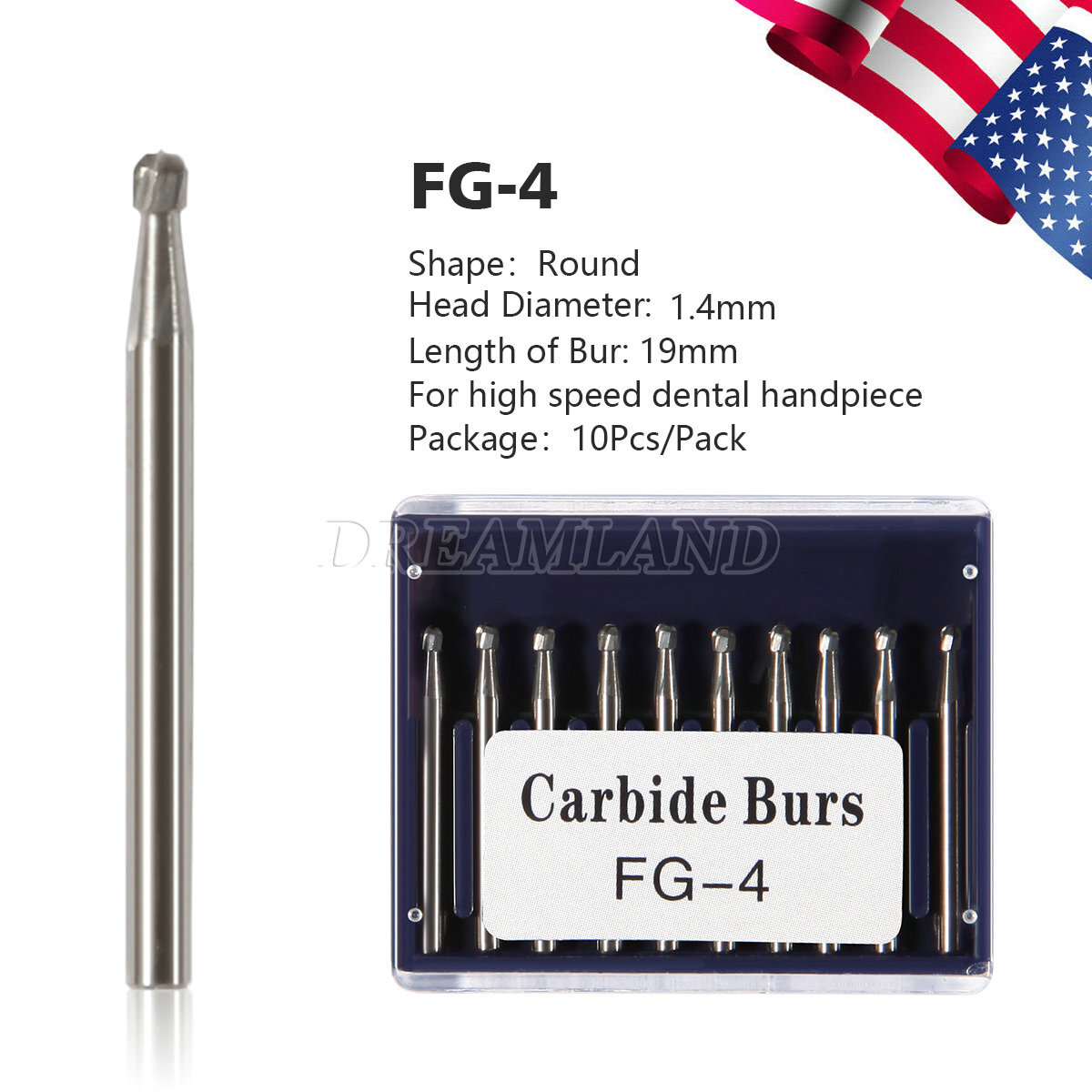 FG4 FG #4 Dental Carbide Burs, (100 Pack) – High Speed Friction Grip