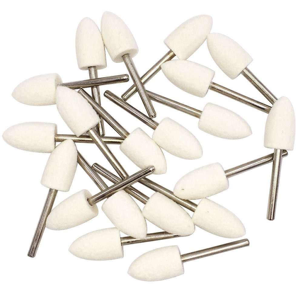 Mounted Cone Polishing Bits Wool Felt Point Mandrel White Conical Rotary Tool