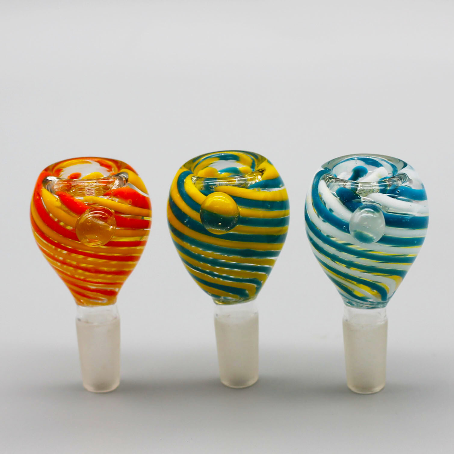 Assorted Color line Cone Bubble Glass on Glass Slide Bowl 18mm 14mm