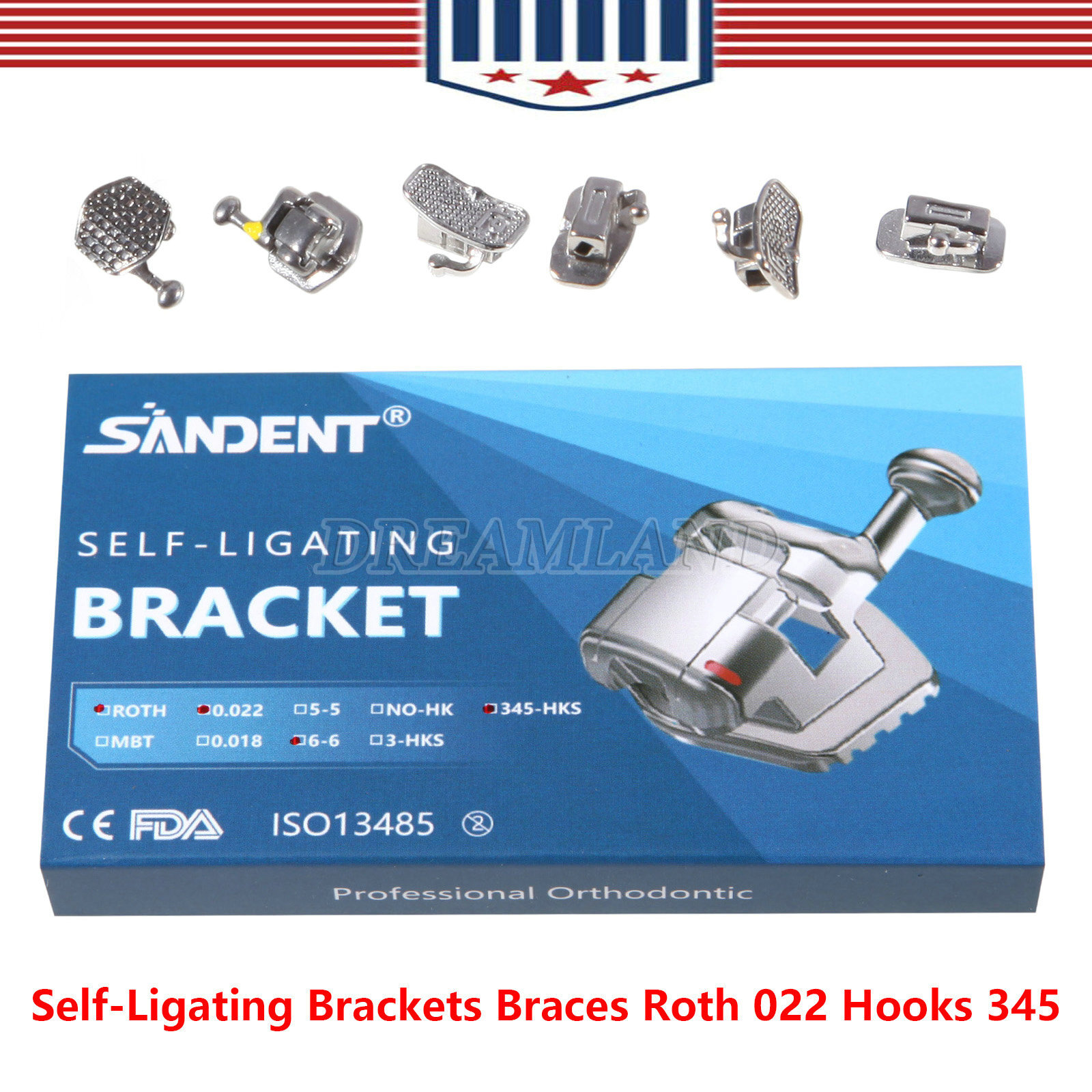 Dental Orthodontic Brackets Passive Self-Ligating Brace Roth.022 Hook 345