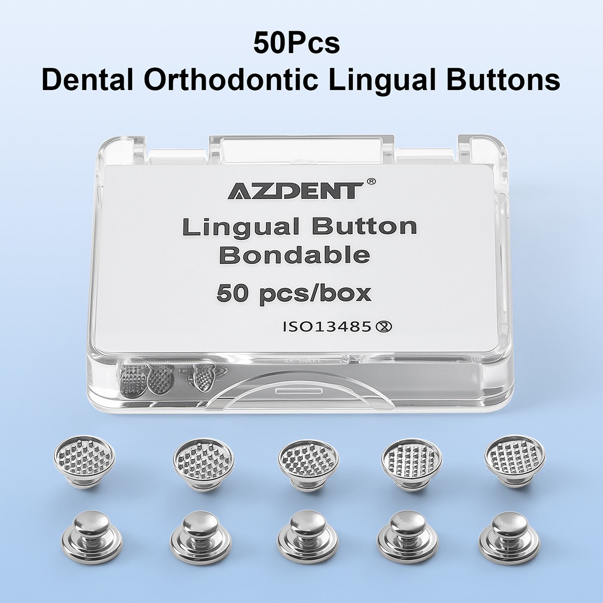 50pcs Dental Orthodontic Lingual Buttons Bondable Monoblock Round Base AZDENT