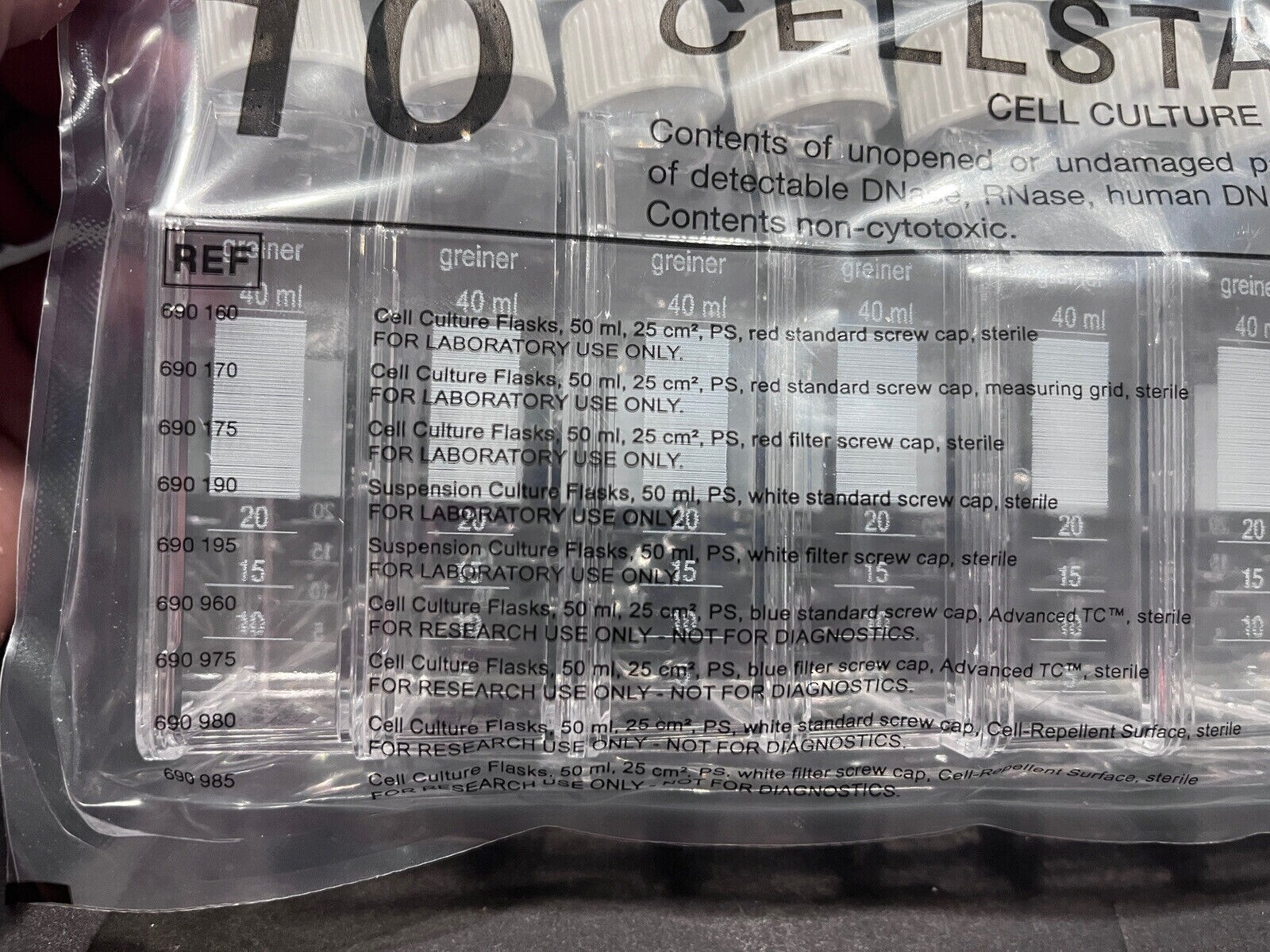 Greiner Bio-One Flask with Filter Cap 50 ml PS Total of 20 Flasks