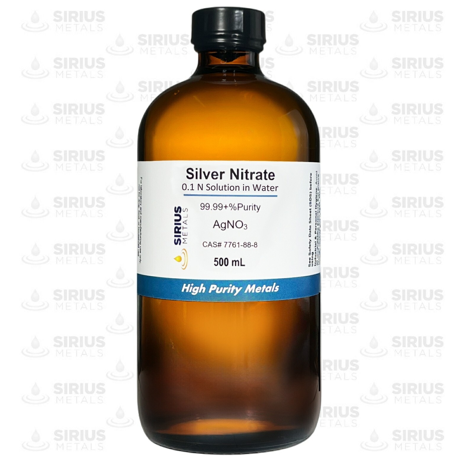 Silver Nitrate Solution (CAS# 7761-88-8) – 0.1 Normal as AgNO3 in water – 500 mL