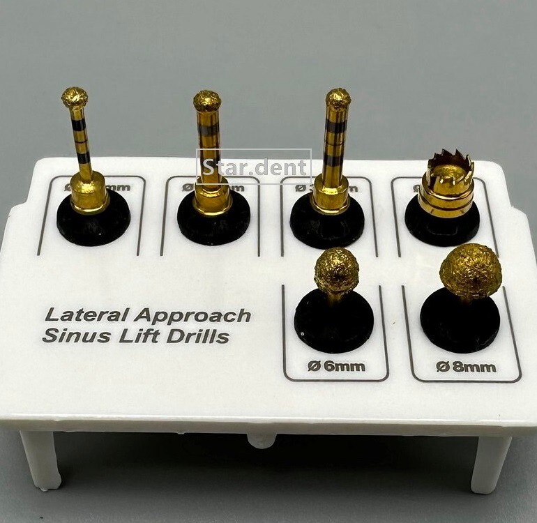 Dental Lateral Approach Sinus Lift Drills Membrane Diamond Coated Bur Reamer Kit