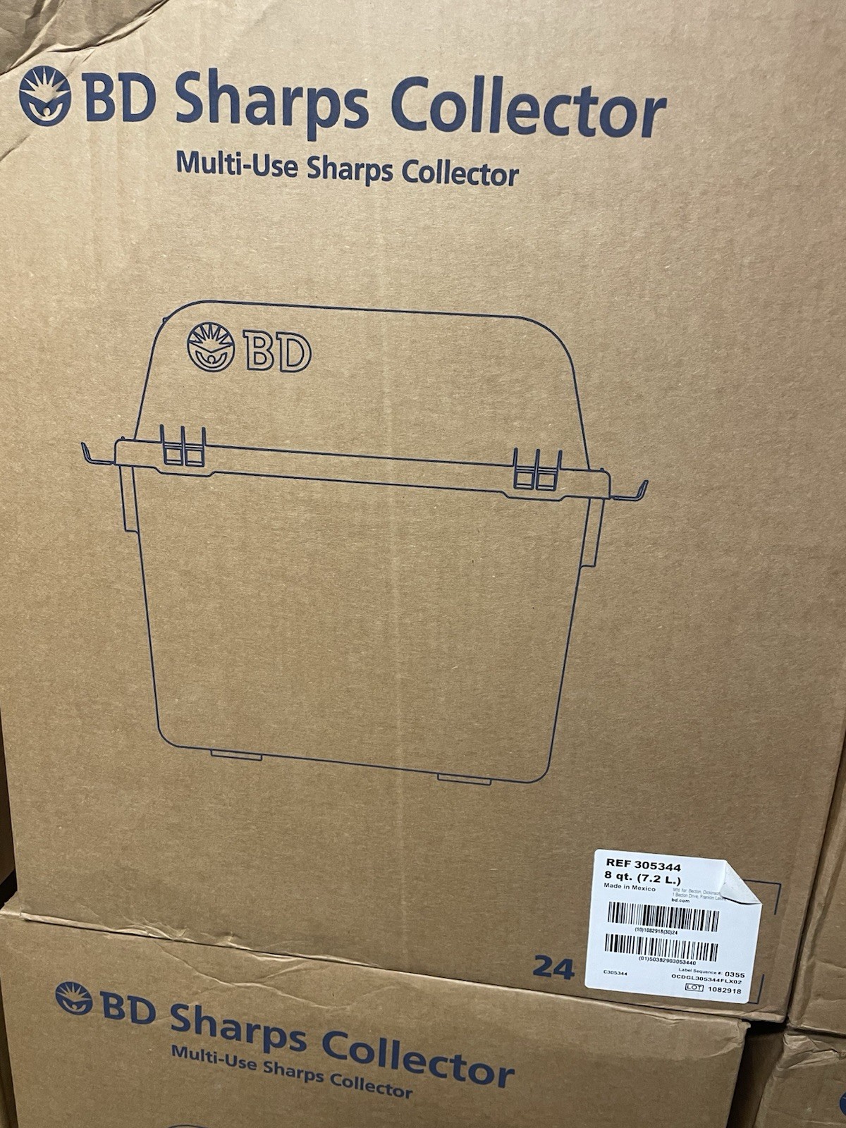 BD Sharps Collector (Ref. 305344) 8qt. 7.2 L, 24/ /box, New