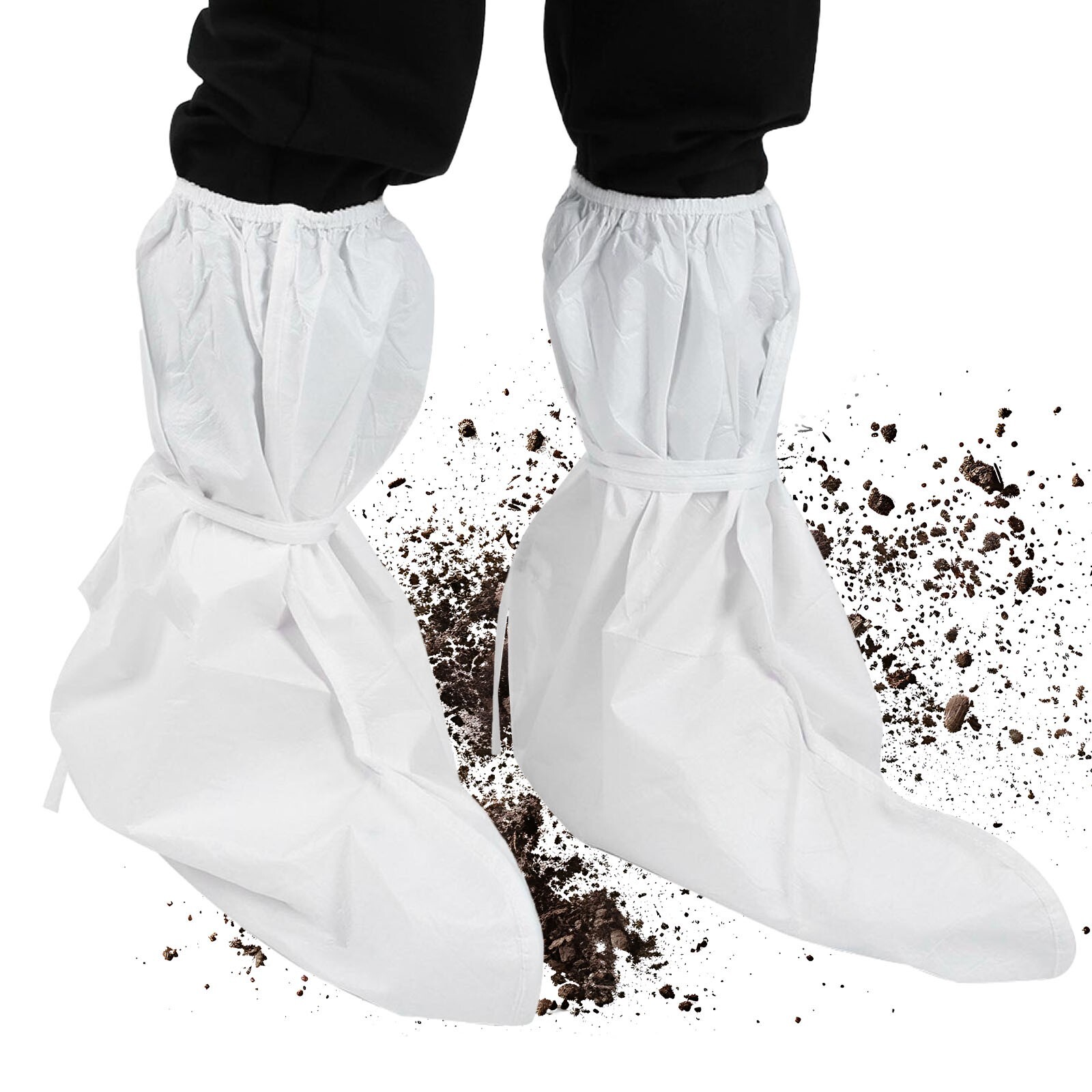 2 PCs (1Pair) Medical Grade Non-Slip PP+PE High Knee Shoe Cover Skid Resistant
