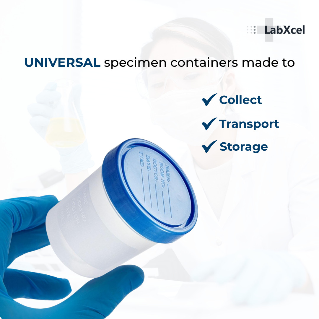 LabXcel Specimen Containers 120mL PP – Screw Cap – Sample Collection Cup 5 Pack