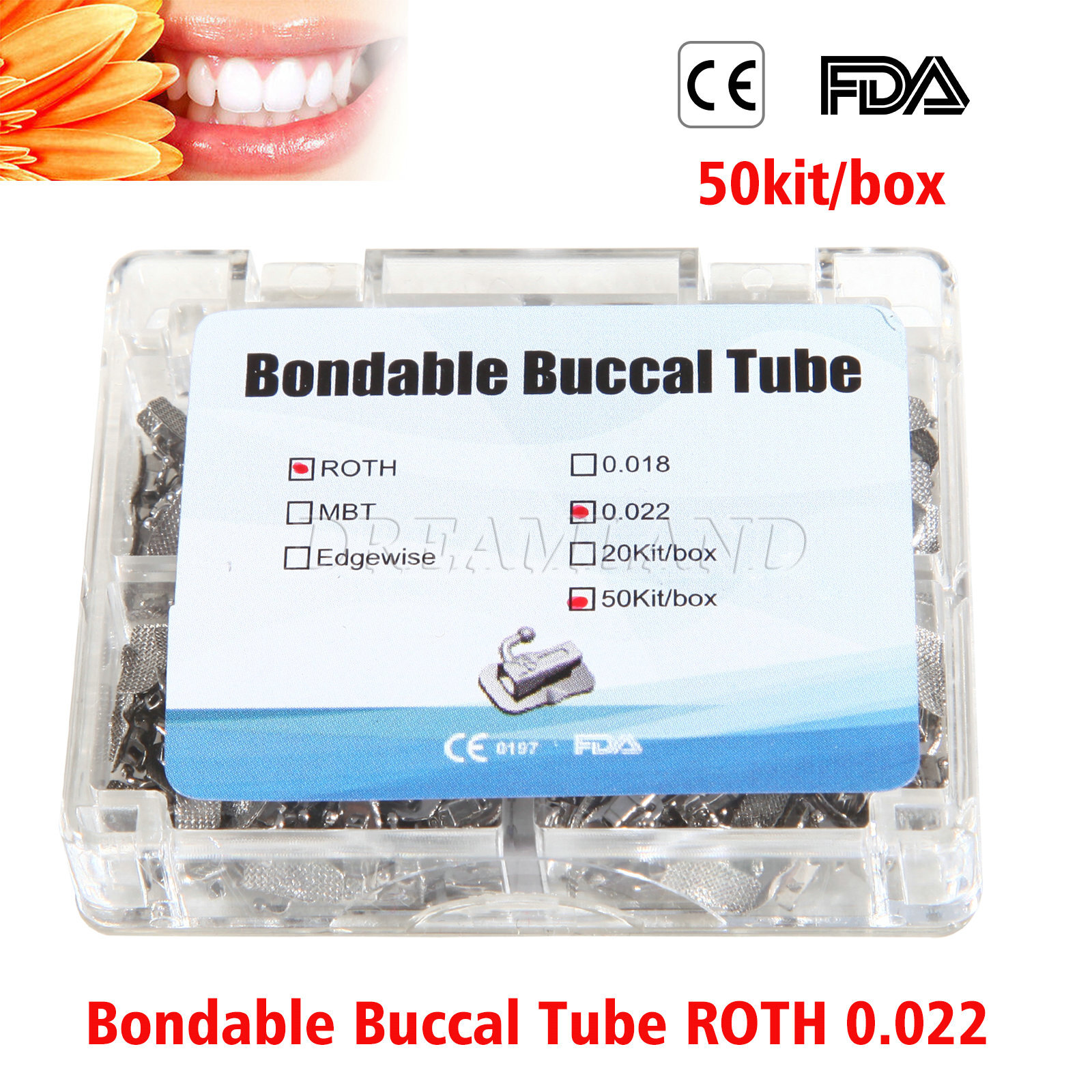 Dental Bondable Non-Convertible Single Roth/MBT 022 Buccal Tube FDA CE