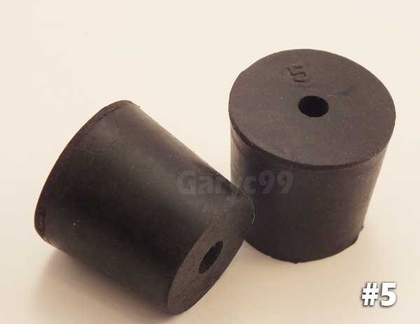6 #5 Black Natural Rubber Laboratory Stoppers Size 5 1-HOLE STOPPER RS-5H