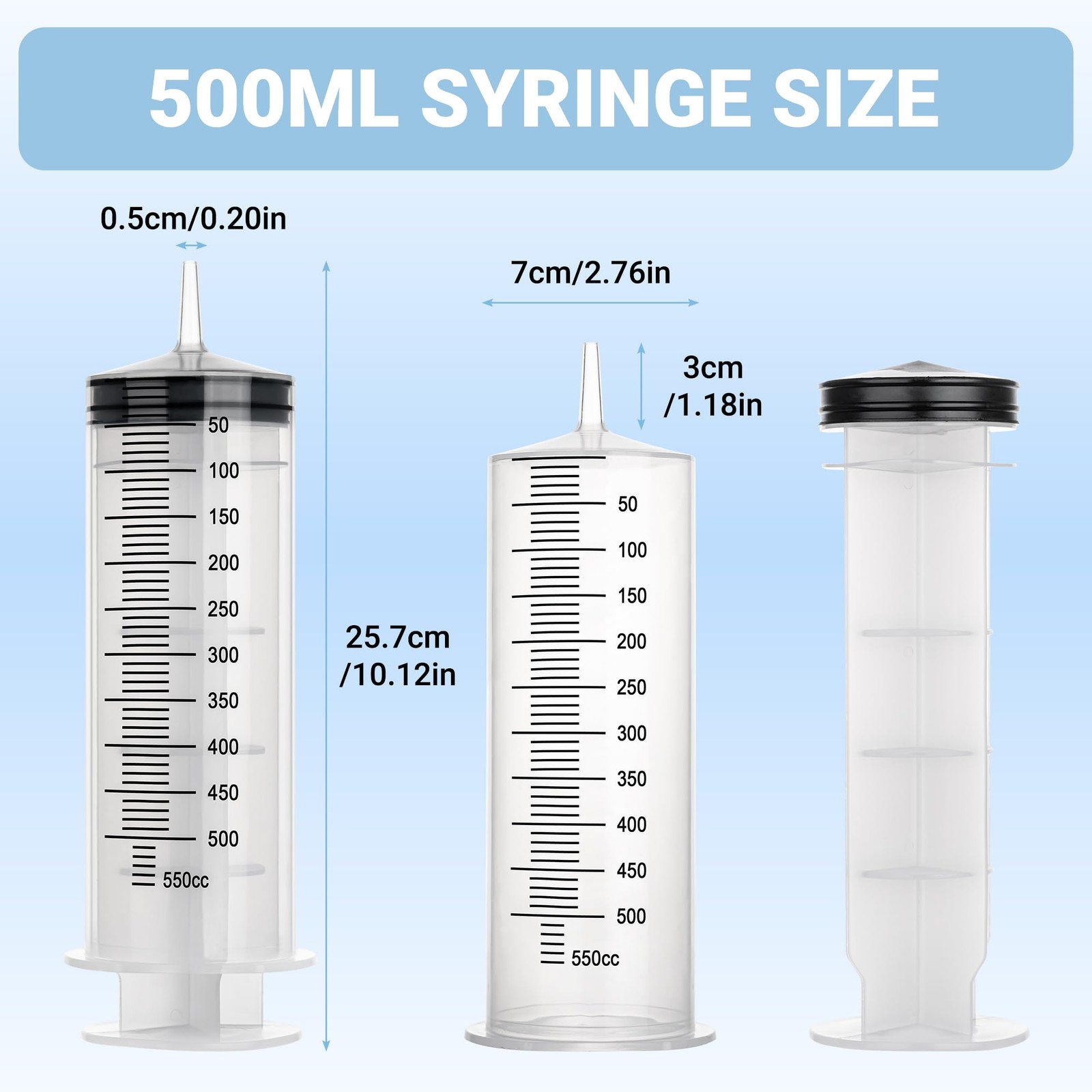 500ml Large Syringe, Plastic Syringe with Tip Adapter, for Thick Liquids for …