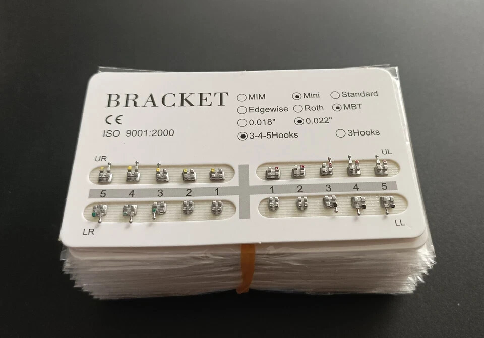 100Sets Dental Orthodontic Brackets Braces Metal Min MBT .022 Hook 3 4 5 Hooks