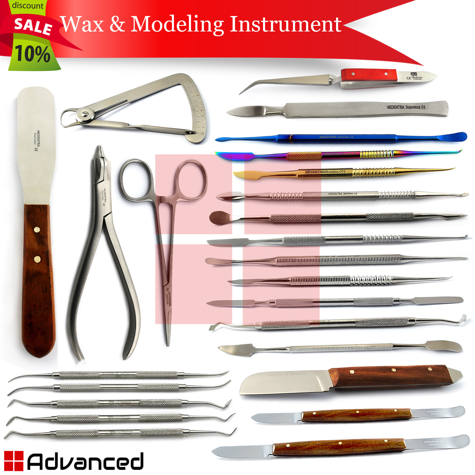 Dental Laboratory Waxing Instruments Lab Technician Mixing & Modeling Carvers CE