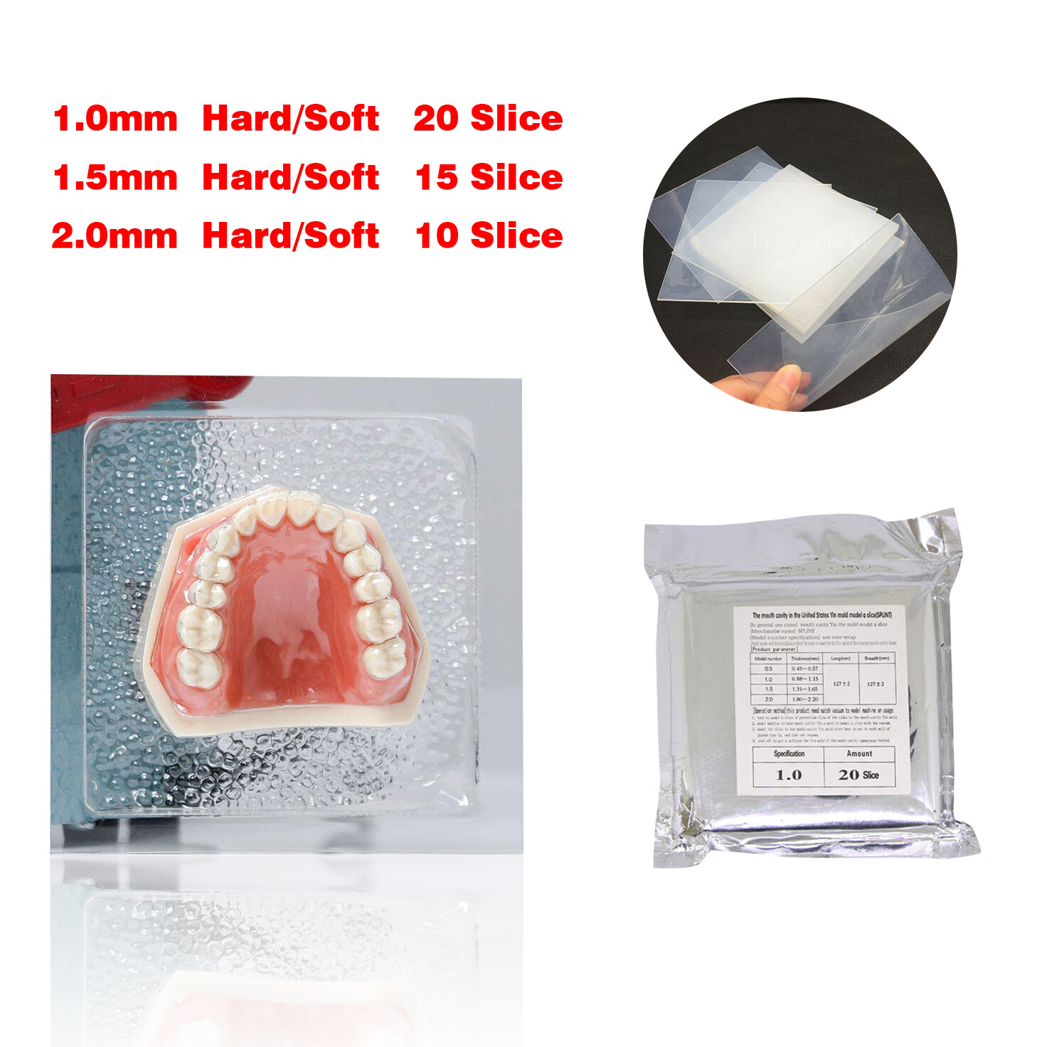 10 Silce 2.0mm Dental Hard/Soft Splint Thermoforming Material For Vacuum Machine