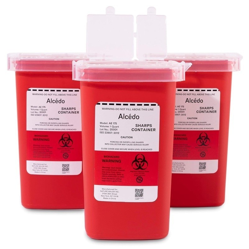 Durable Sharps Container Home Professional Use Lightweight Biohazard Disposal