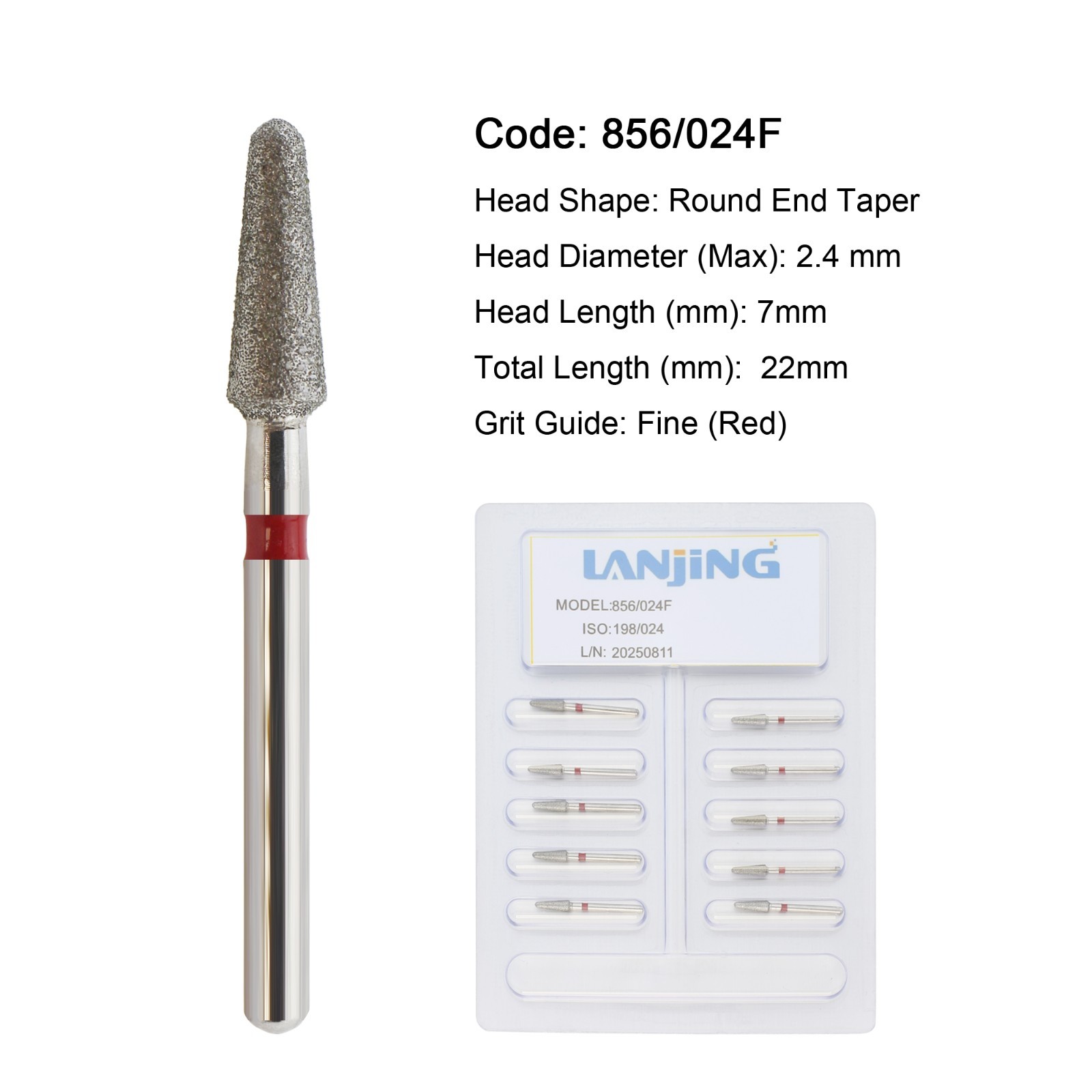 Dental Burs Diamond FG Round End Taper Cylinder High Speed Friction Grip 850 856