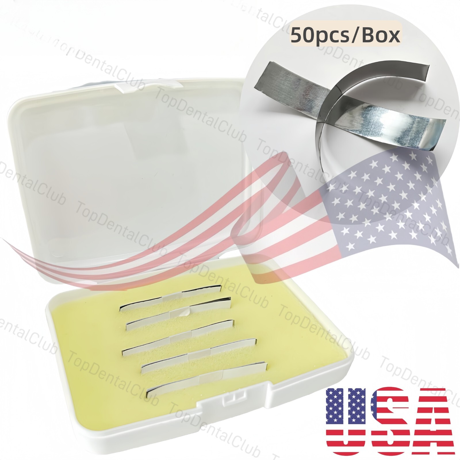 50pcs 10μm Metallic Articulating Film Strips Dental Metal Bite Diastema Strips
