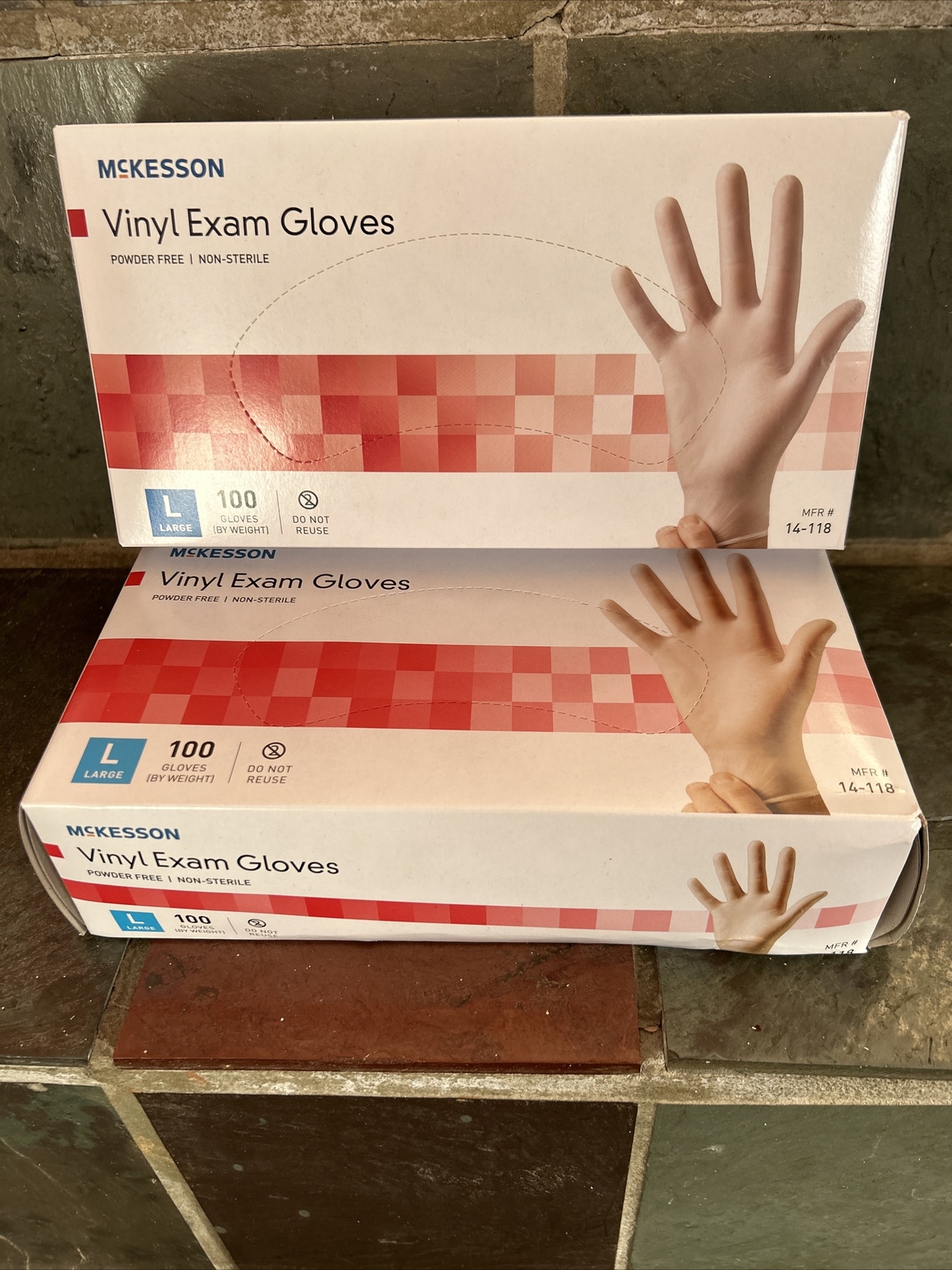2x McKesson Vinyl Exam Gloves Size L – 100 Gloves Each (14-118)