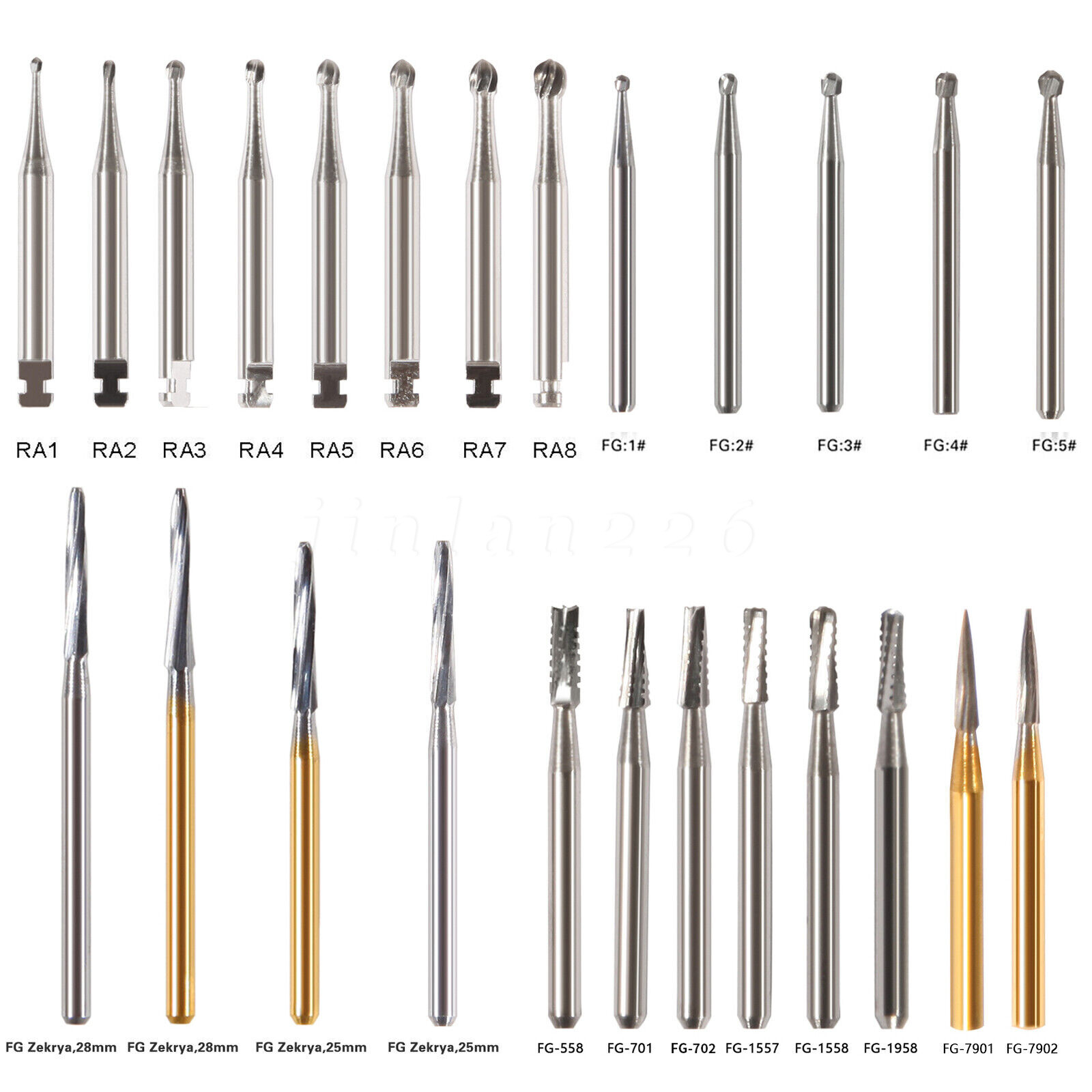 5/10PC Dental Burs FG 330 557 4 Carbide Burr Friction Grip Round Pear High Speed
