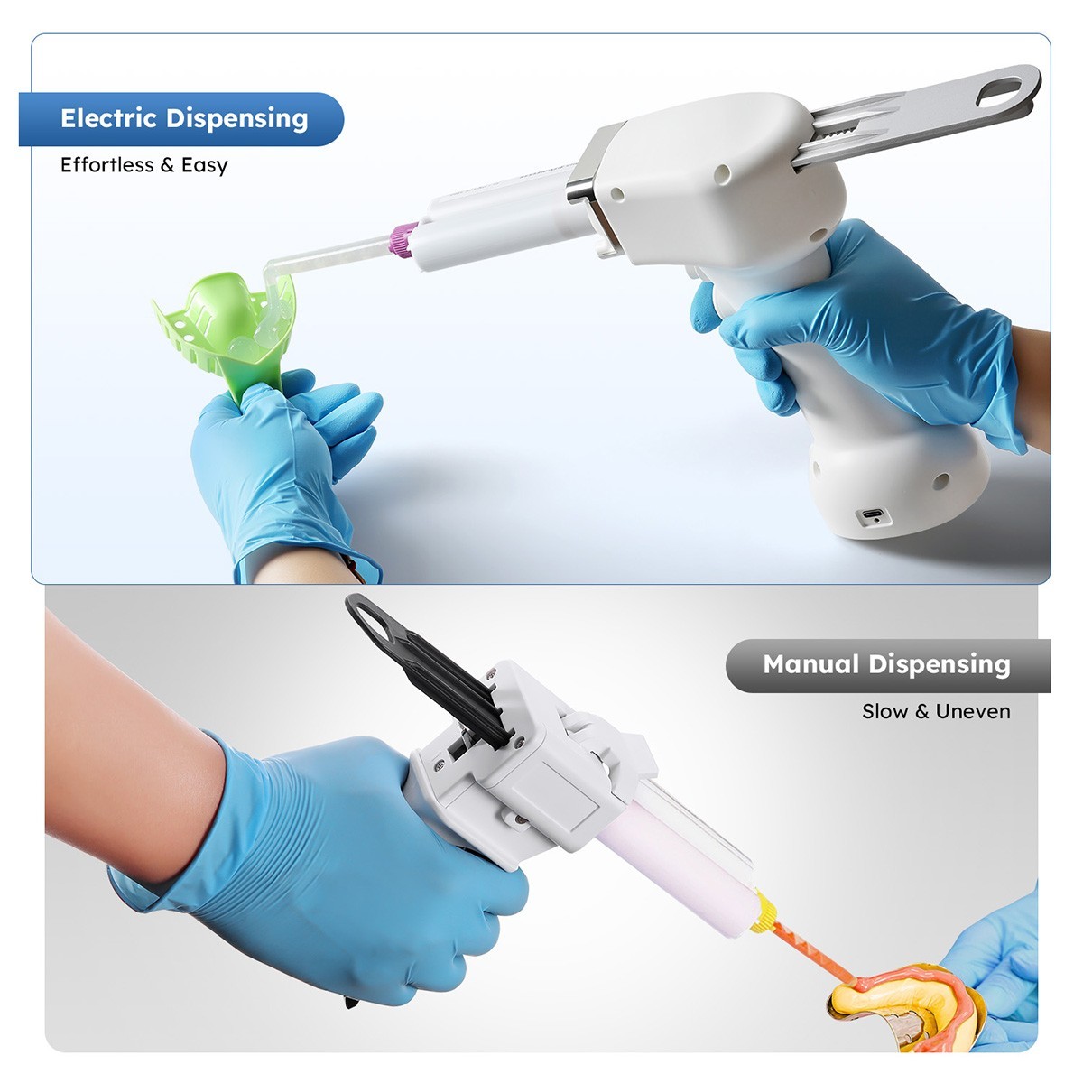 Dental Portable Electric Impression Mixing Dispenser Dispensing Gun 50ml 1:1/2:1