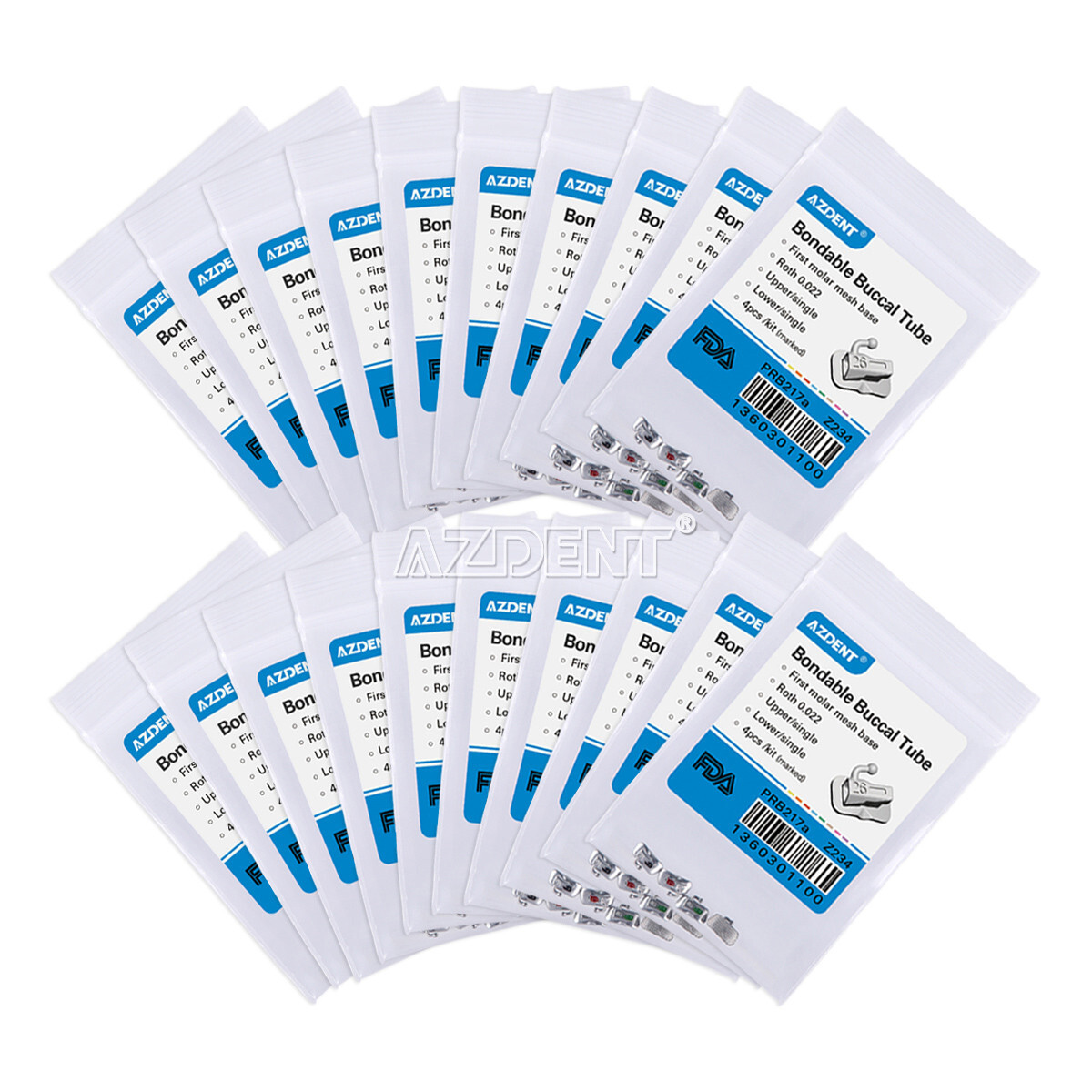 50X Tubos bucales individuales de ortodoncia dental Bondable 1er molar Roth 022