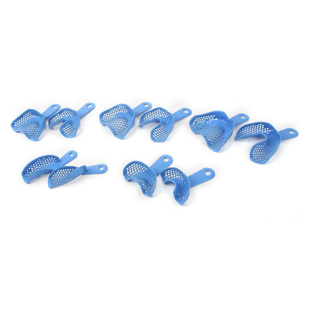 2 Pcs Dental Impression Trays Plastic-Steel Denture Autoclavable Upper + Lower