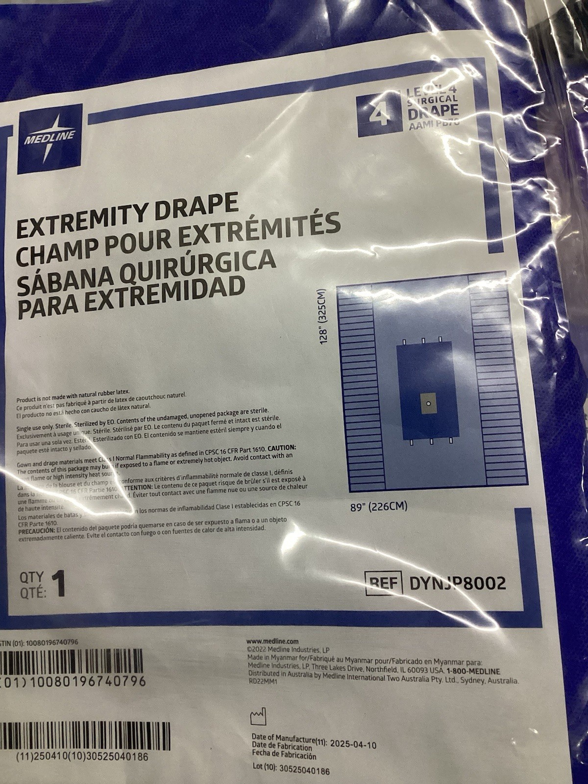 Medline Extremity Drape level 4 surgical, lot of 5