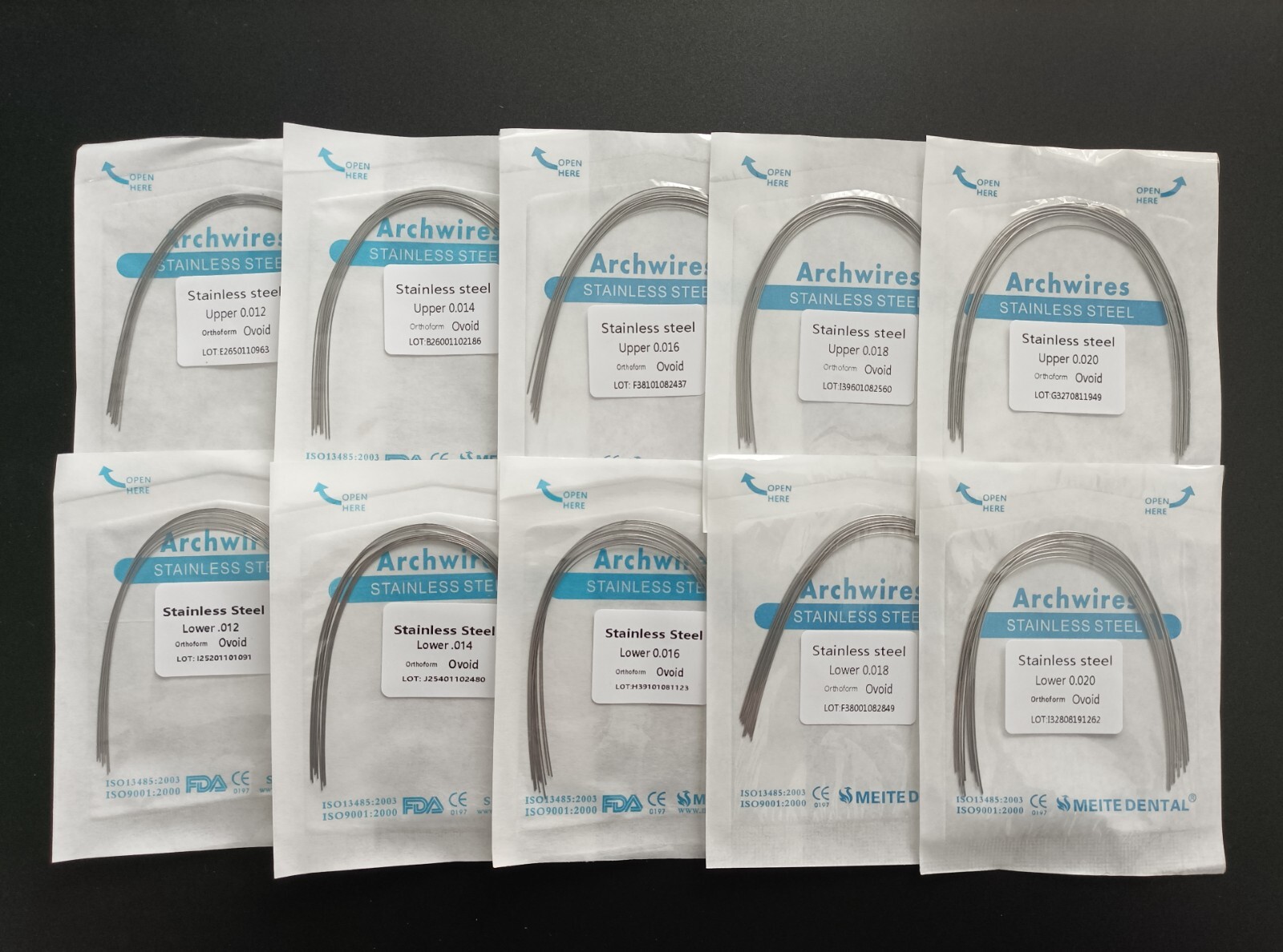 Dental Orthodontic Stainless Steel Wire Round Arch Wires Ovoid Form 10Pcs/pack