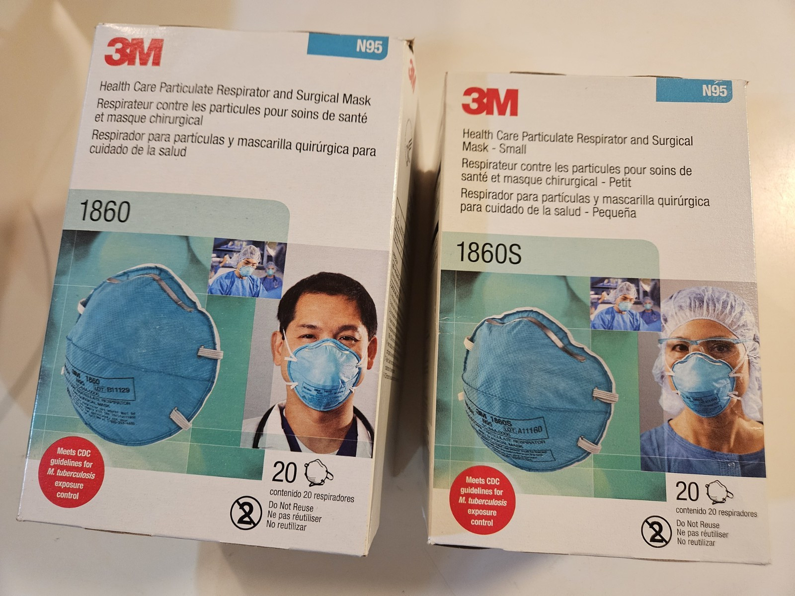 3M 1860 and 1860S N95 NIOSH Particulate Respirators, 1 box of each