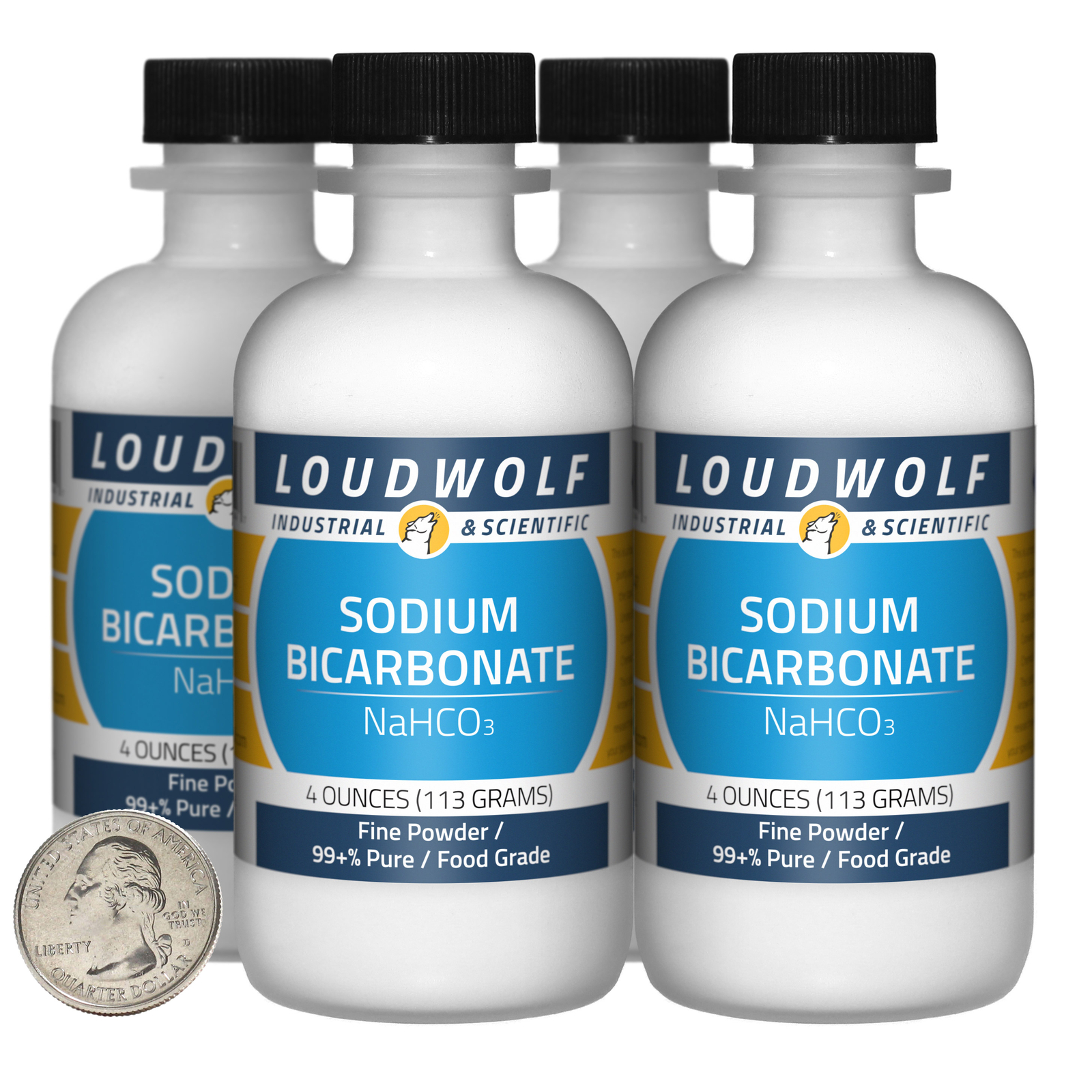 Sodium Bicarbonate / 1 Pound / 4 Bottles / 99+% Pure Food Grade / Fine Powder