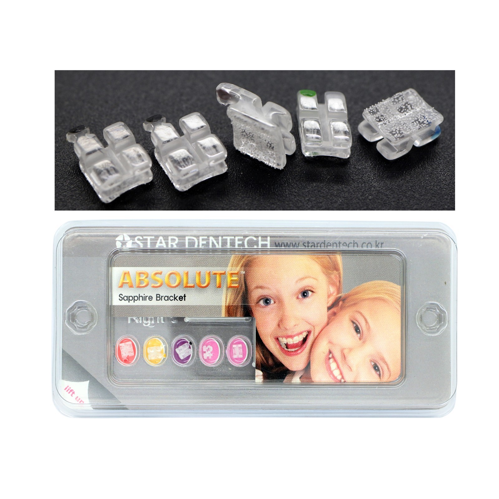 ABSOLUTE Dental Orthodontic Ceramic Brackets Clear Braces Roth. 022 345 Hooks
