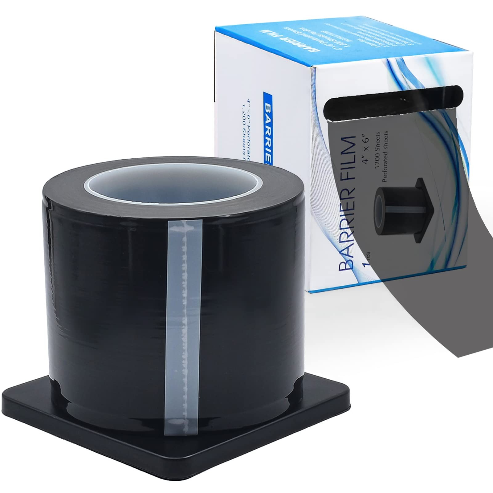 Black Barrier Film Roll with Dispenser Box, 4 x 6 Tattoo Barrier Tape Protective