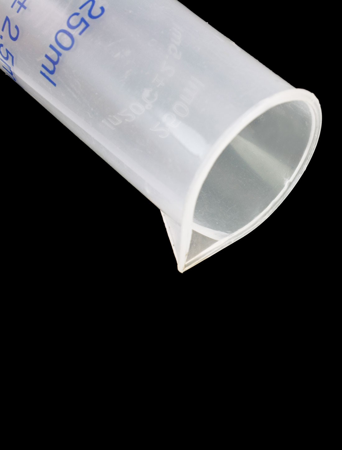 Transparent Blue Plastic Graduated Cylinder 250ml 2.5 milliliter Lab Test
