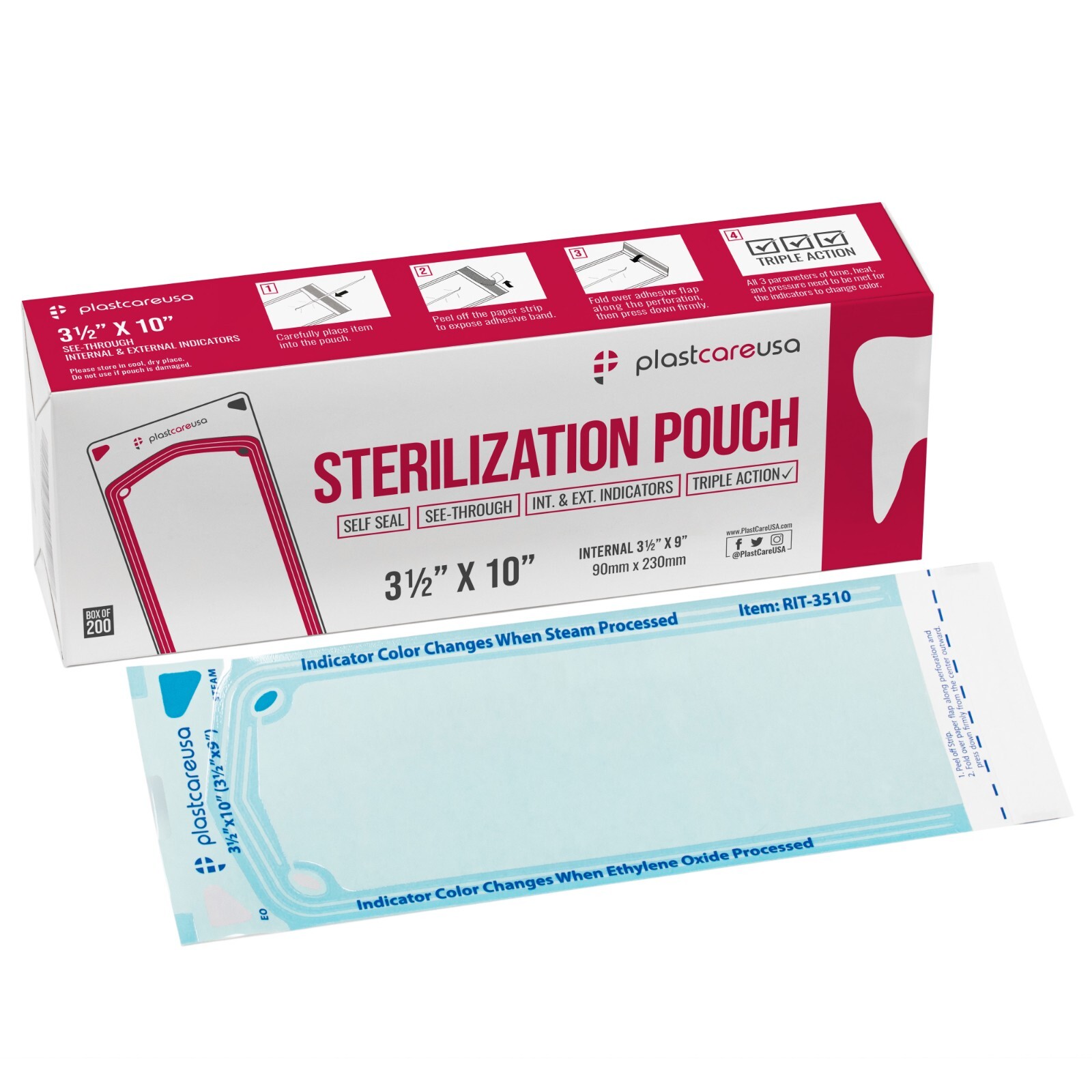 1000 3.5″ x 10″ Dental Sterilization Pouches Sterilizer Autoclave Bags Tool Nail