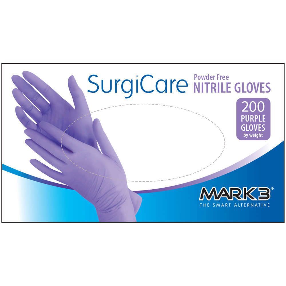 MARK3 SurgiCare Nitrile Exam Gloves XL Purple 200/Box