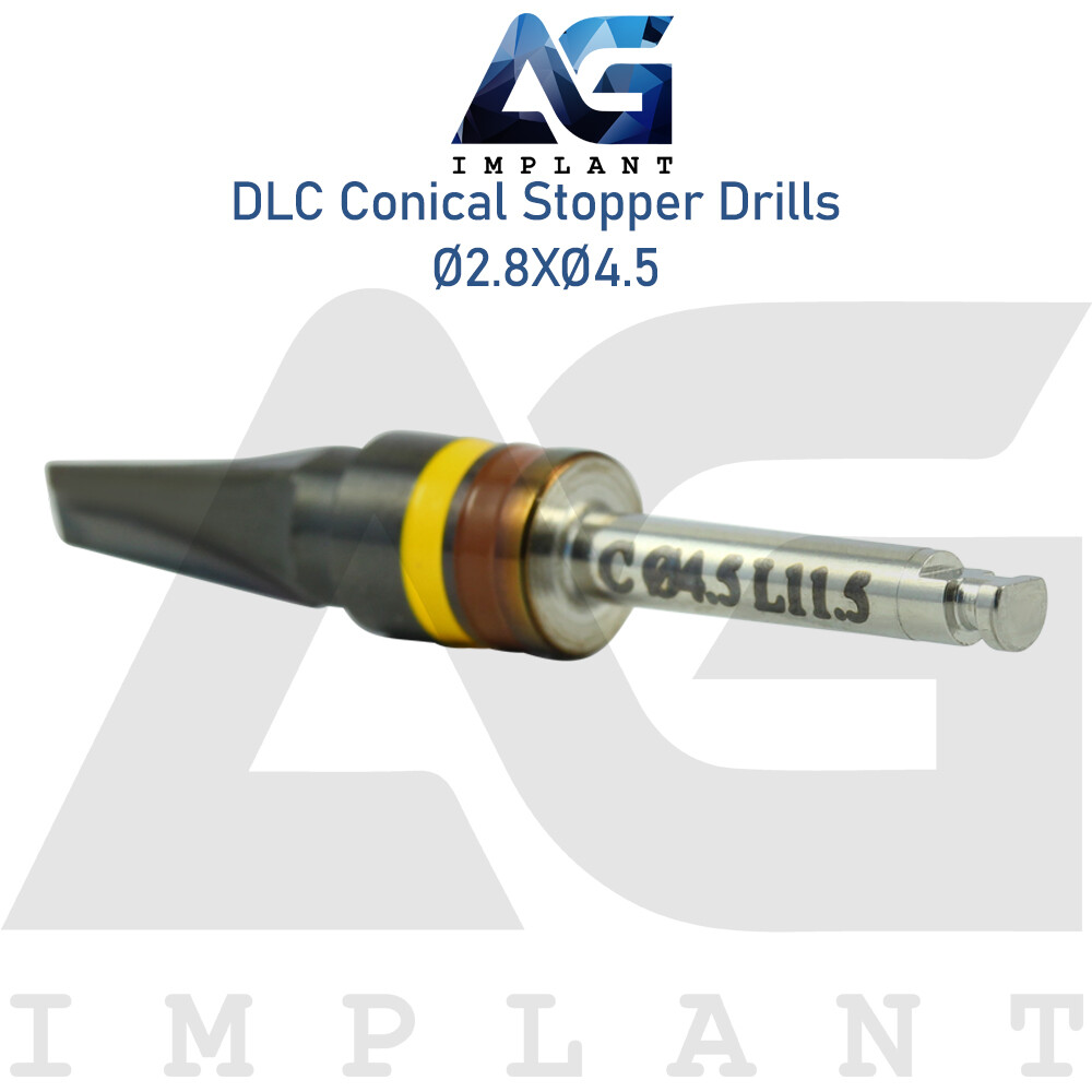 Ø2.8XØ4.5 Integral Stopper DLC Conical Drill External Irrigation Tool Carbon