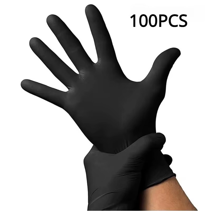 100/50/20PCS Black Nitrile Gloves Thickened Disposable Gloves for Cleaning Haird