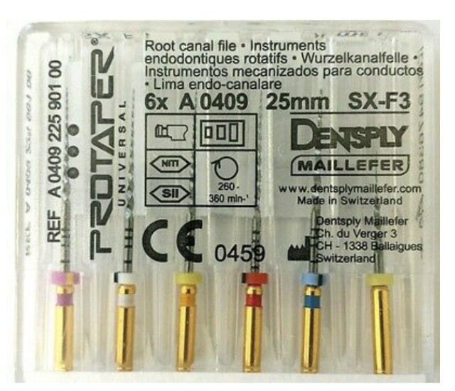 Dentsply Rotary ProTaper Universal Engine NiTi Files SX-F3