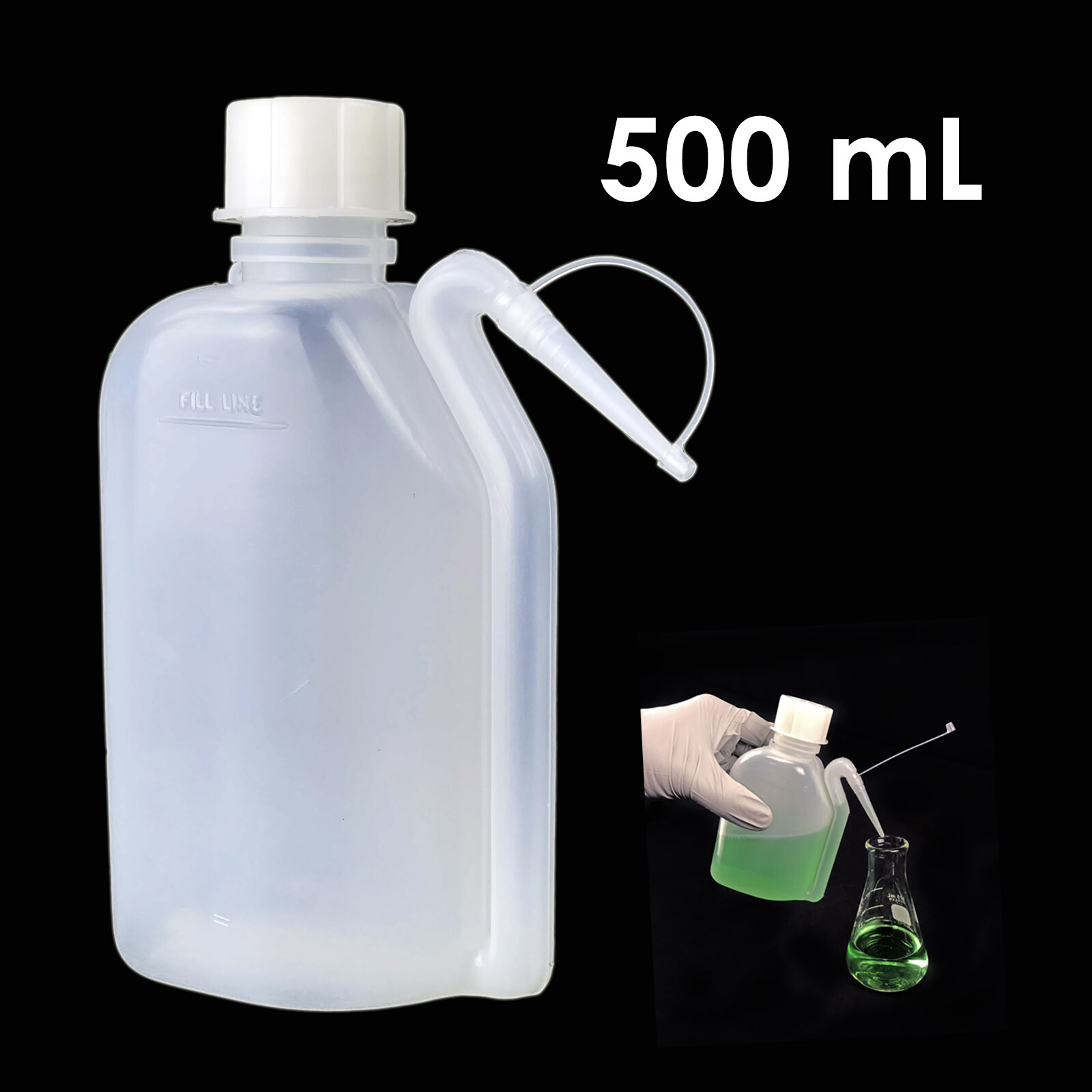 500 mL Capacity LDPE Squeeze Wash Bottles, W/ Intergral Molded Dispensing Tip
