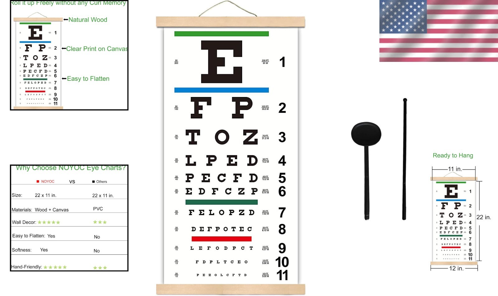 Professional Snellen Eye Chart Wall Decor – 20 Feet Distance