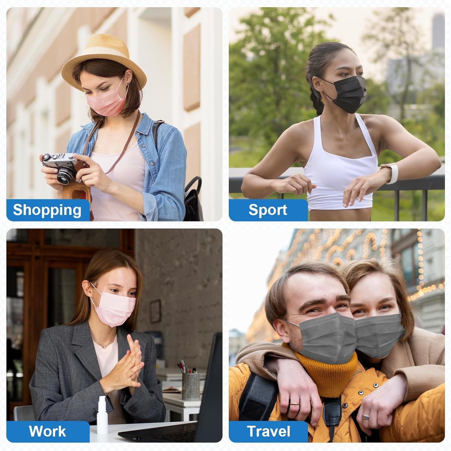 100/500 Pcs Disposable Face Masks, Breathable Mask 3 Layer with Nose Clip Ela…