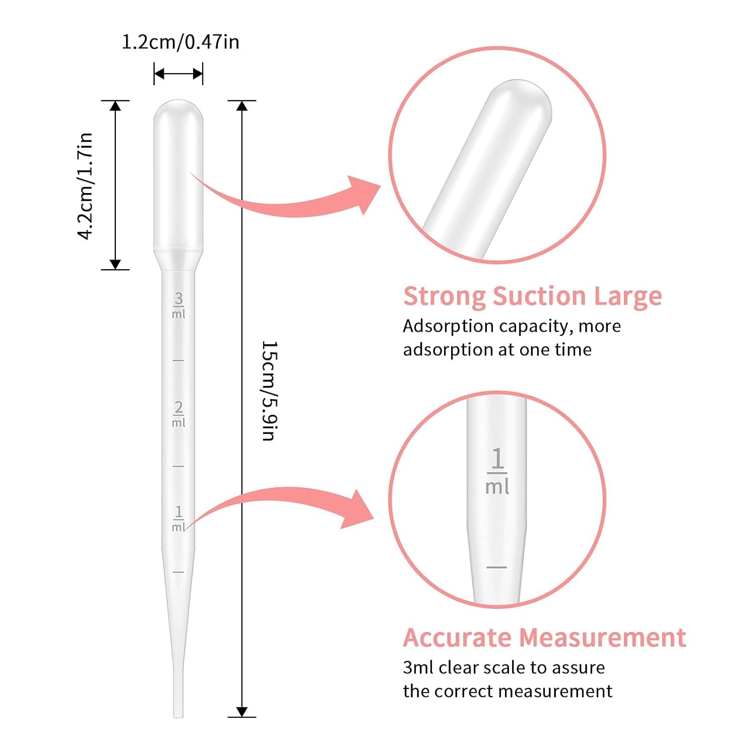 Versatile 100PCS 3ml Disposable Pipettes – Ideal for Kids’ Experiments & Crafts