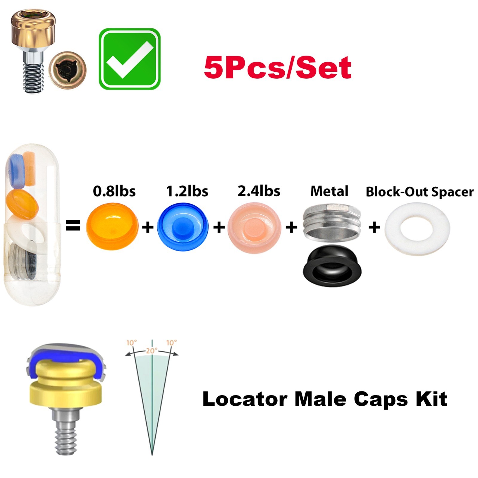 Titanium Dental Overdenture Locator Abutment Fit Multiple Major Implant Systems