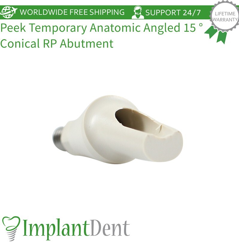 1x Peek Temporary Anatomic Angled 15°Prosthetic Dental Fixture Conical RP 2.65mm