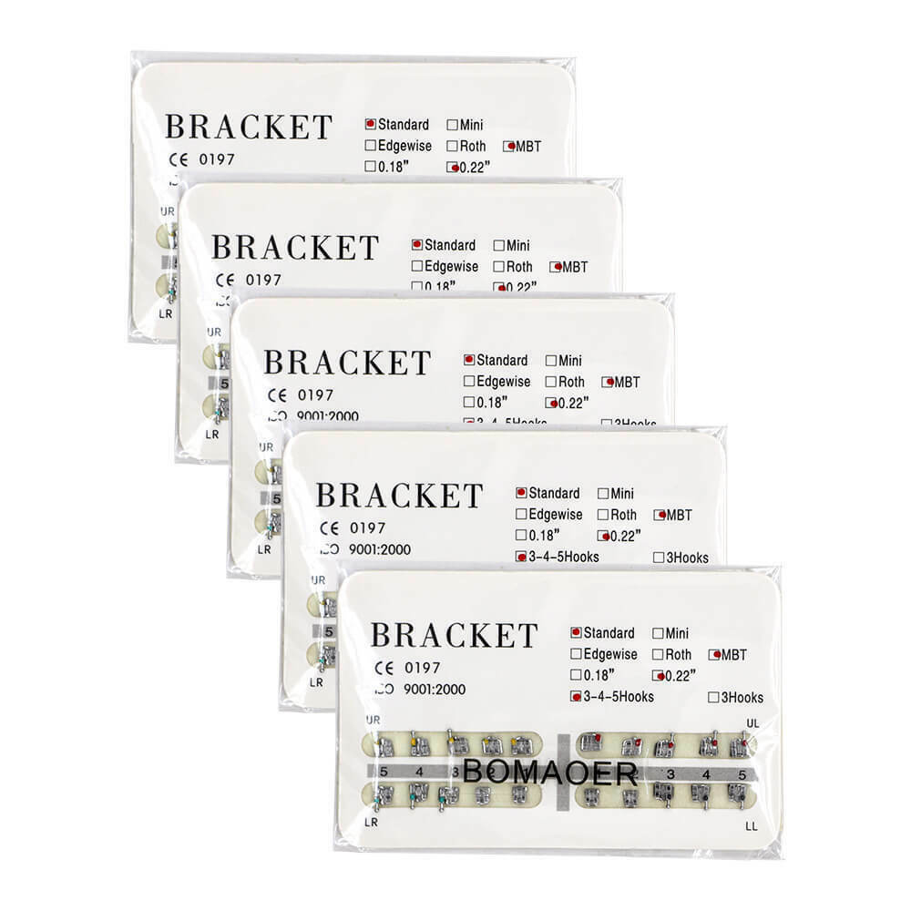 1-100×Dental Orthodontic Mental Bracket Brace Standard MBT 022 345hook 20pcs/set